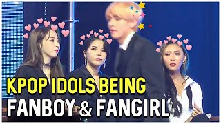 Kpop Idols Fanboying Dan Fangirling Atas BTS