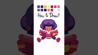 How to Draw Cute Cartoon Girl Reading Book | Vector Illustration Timelapse | Flat Character Design