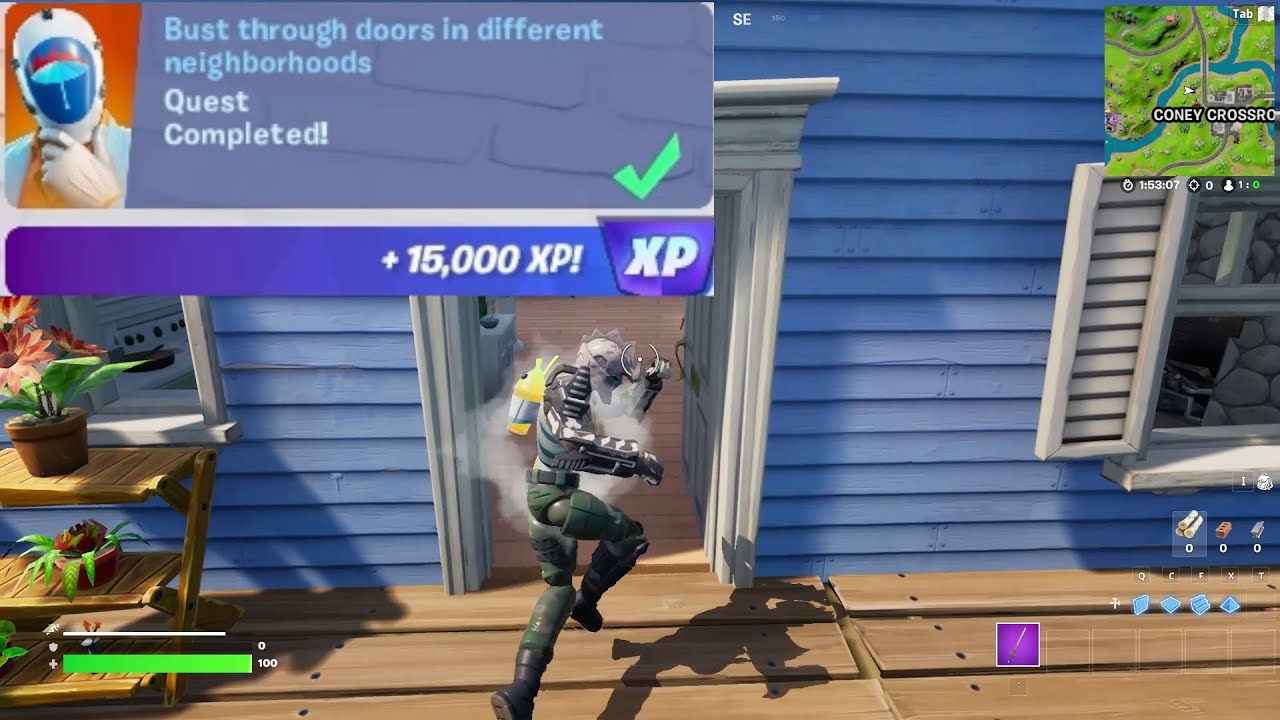 Bust through doors in different neighborhoods Fortnite YouTube