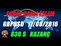 Forex GBPUSD 2 pozisyon 830 $ canlı işlem 17/8/2016