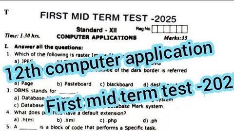 12th computer application first mid term test questions paper 2025 || English medium