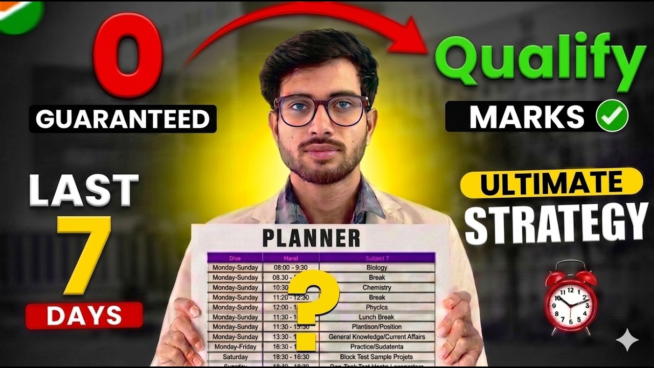 NEET 2026 : Zero to Qualify in 7 days | Only 7 Days Left! 😱 NEET 2026 ...