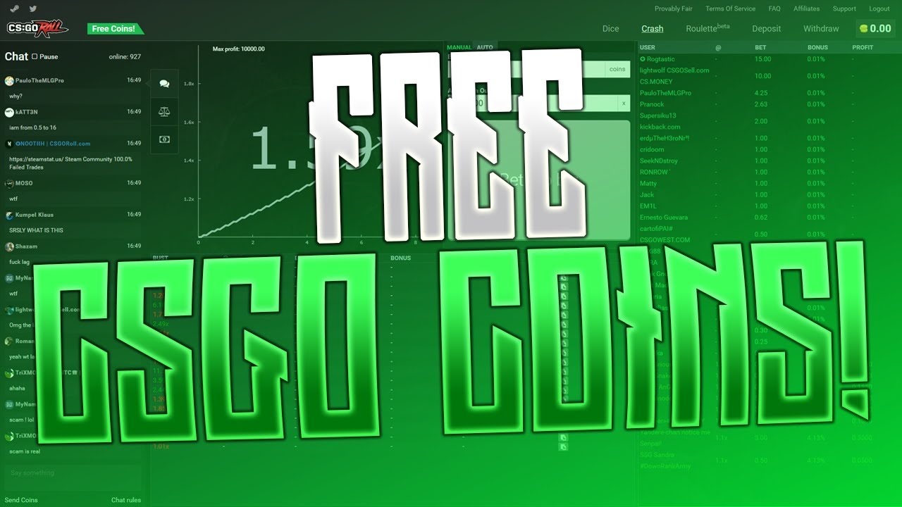 FREE CSGO SKINS/COINS ON GAMBLING/CASE SITES PART2