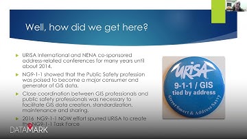 Update from URISA: Efforts in NG9-1-1