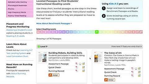 Assigning A Benchmark Passage in RAZ Kids