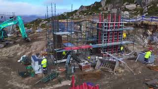 Mt. Perisher 6 Construction - Building the Top Station Mast