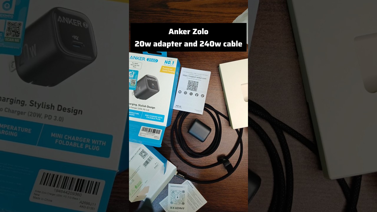 Anker Zolo 20watt adapter and Zolo 240watt cable 