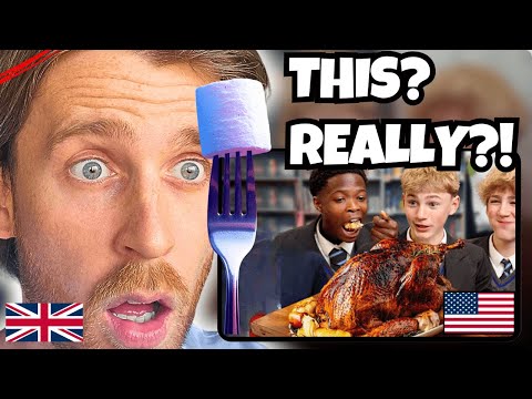 Brit REACTS to a FULL American Thanksgiving Dinner Tried by British Highschoolers