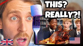 Brit REACTS to a FULL American Thanksgiving Dinner Tried by British Highschoolers