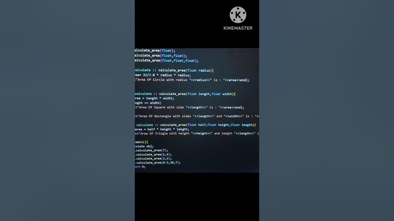 C++ Program to Calculate area | Overloading function || #coder #shorts ...