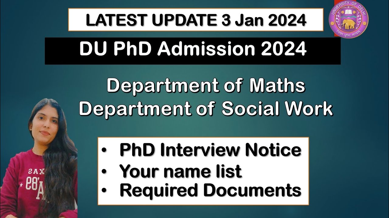 DU PhD Notice 2024 Department of MATHS and DEPARTMENT of SOCIAL WORK