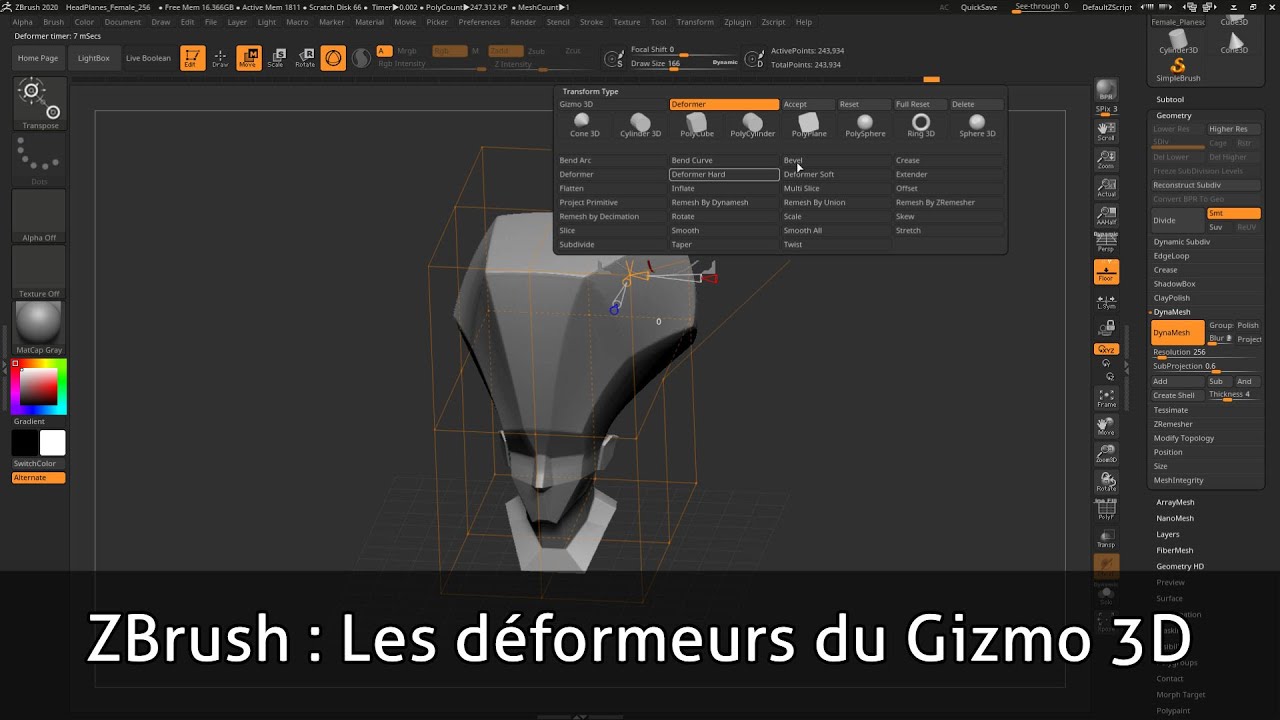 ZBrush les modifiers du Gizmo 3D YouTube