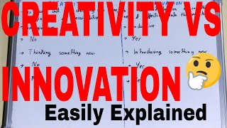 Creativity vs Innovation|Difference between creativity and innovation|Creativity and innovation