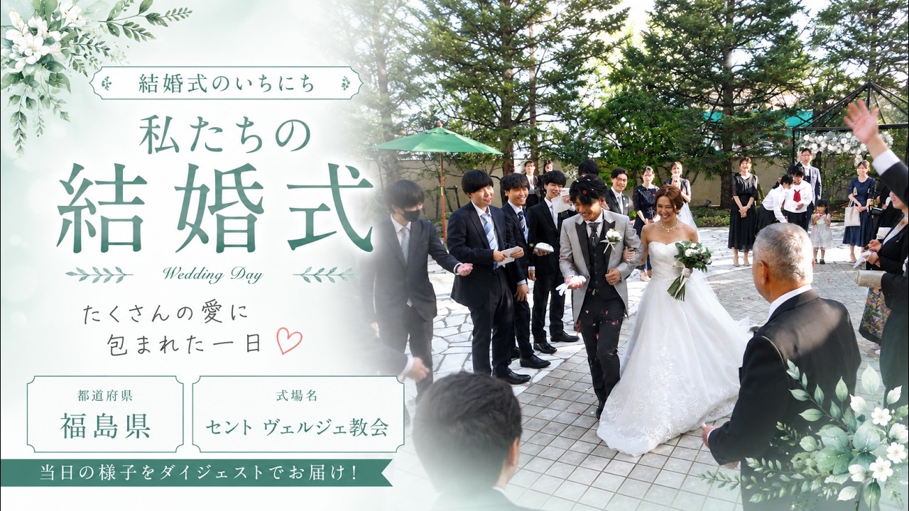 卒花結婚式レポ動画 "結婚式のいちにち”【福島県 セントヴェルジェ教会 編】