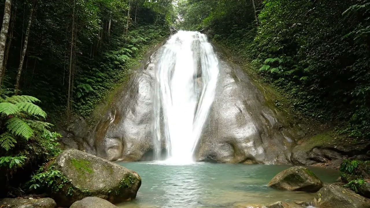 ASMR Waterfall Sounds in Tropical Forest 🌿 Relaxing Natural Water for Deep Sleep & Stress Relief