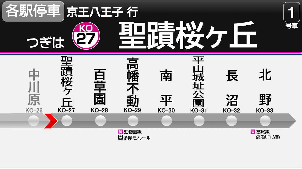 【LCD再現・自動放送】京王線 各駅停車 京王八王子行き 5000系