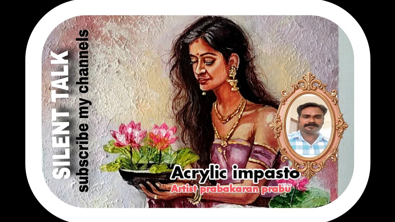 Impasto acrylic A woman with a flower pot