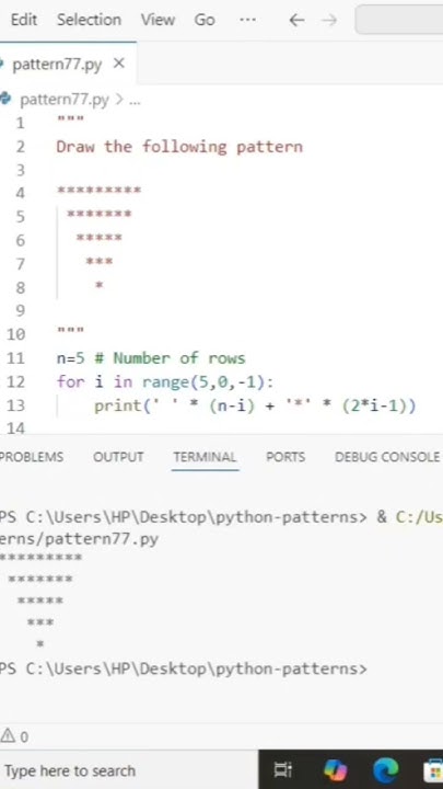 Inverted Pyramid Pattern in Python - YouTube