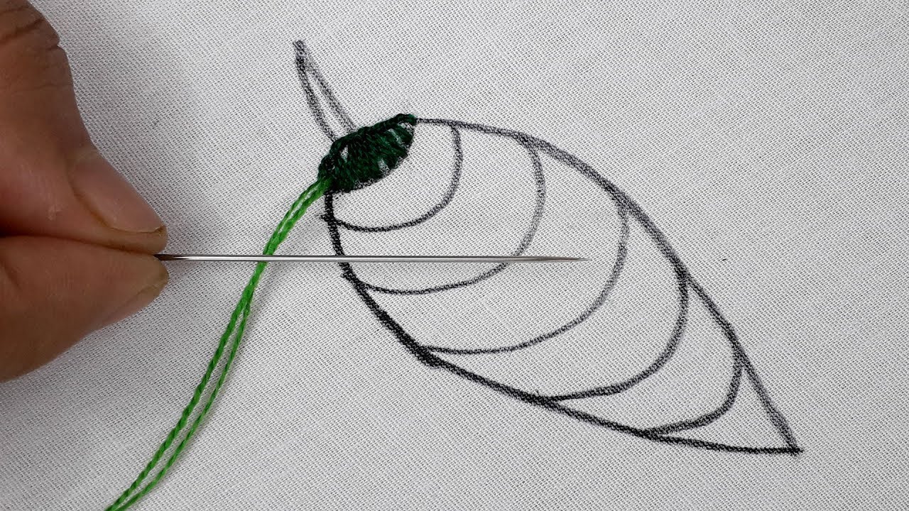 hand embroidery Buttonhole Leaf stitch design/hand embroidery easy leaf ...
