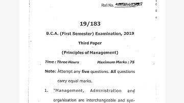 BCA 1st Principle of Management Question Paper Examination 2019 || #SPYadav