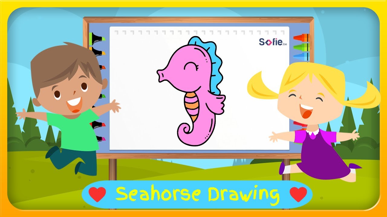 Hoe Teken Je Een Zeepaardje Zeediertje Leren Tekenen Leren Tekenen Schattig Zeepaardje 