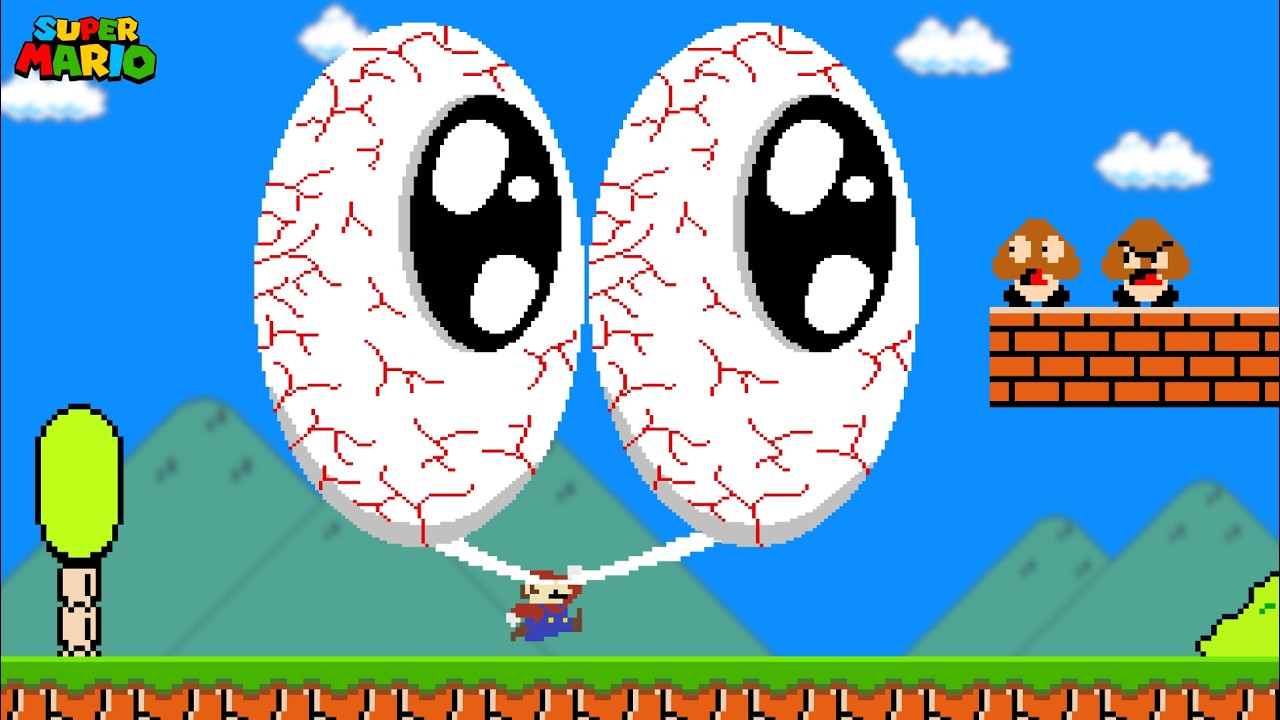 Super Mario Bros., but Every Time Mario Jumps, His Eyes Become BIGGER...