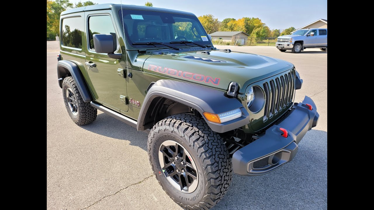 2021 JEEP WRANGLER RUBICON REVIEW 2 DOOR 4X4 FIRST LOOK SARGE GREEN NEW  COLOR WALK AROUND 21J4 - YouTube