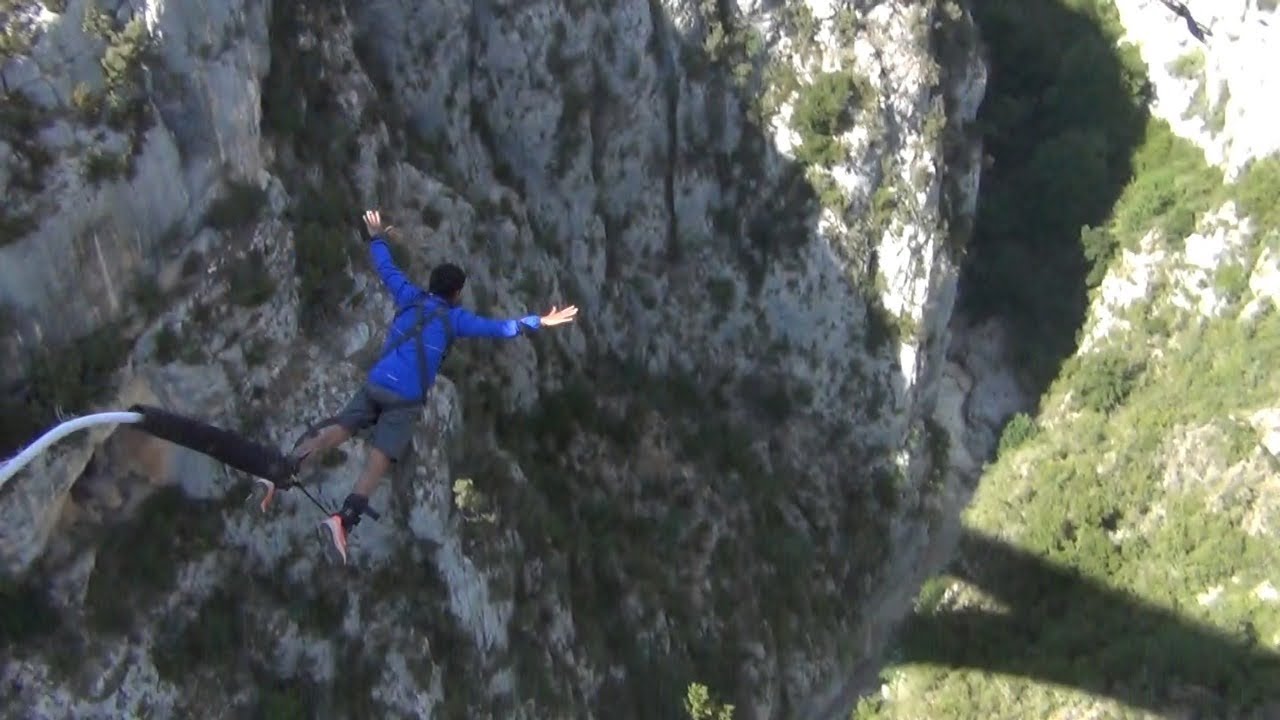 Highest Bungee Jump  site of Europe Artuby Bridge 182m. France. Latitude Challenge