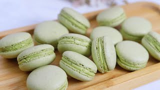 Matcha Macarons with less sugar,  no fail and easy recipe 抹茶马卡龙(减糖版)多次经验不失败配方