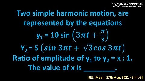 Two simple harmonic motion, are represented by : Simple harmonic motion [JEE (Main)- 27th Aug 21]