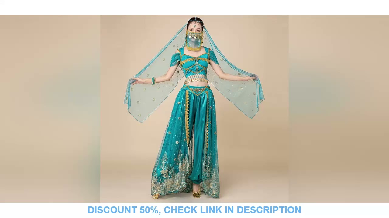 Halloween Arabian Princess Costumes Indian Dance Embroider Bollywood Jasmine Costume Party Cosplay J
