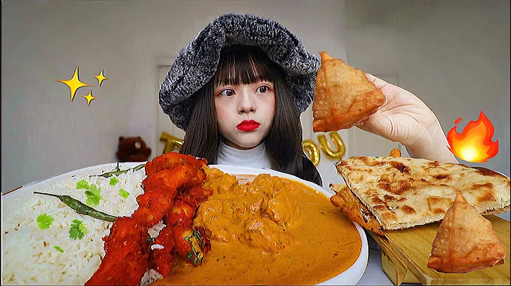 SPICY CREAMY CHICKEN CURRY, WHITE RICE, SAMOSA, NA...