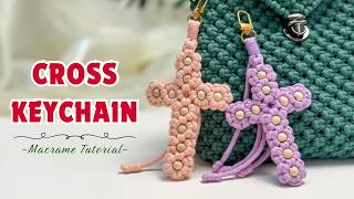 Macrame Keychain | Cross keychain macrame tutorial | macrame keychain tutorial