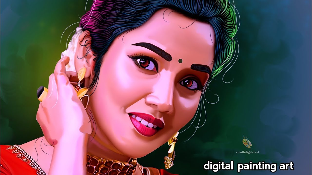 digital painting 🎨🖌️hair stroke video Vinoth digital art - YouTube