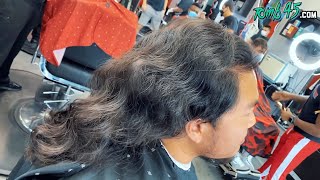 Super Long Hair To A Pompadour Fade! Haircut Tutorial