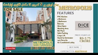 3 bed d-d for SALE Metropolis Apartments Karachi Jinnah avenue 1850sft