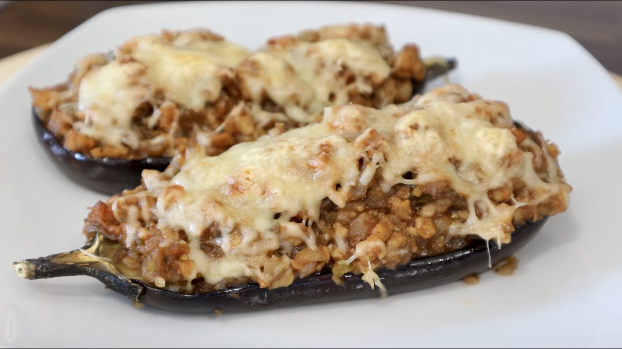 BERENJENAS RELLENAS DE POLLO, receta fácil y riquísima!