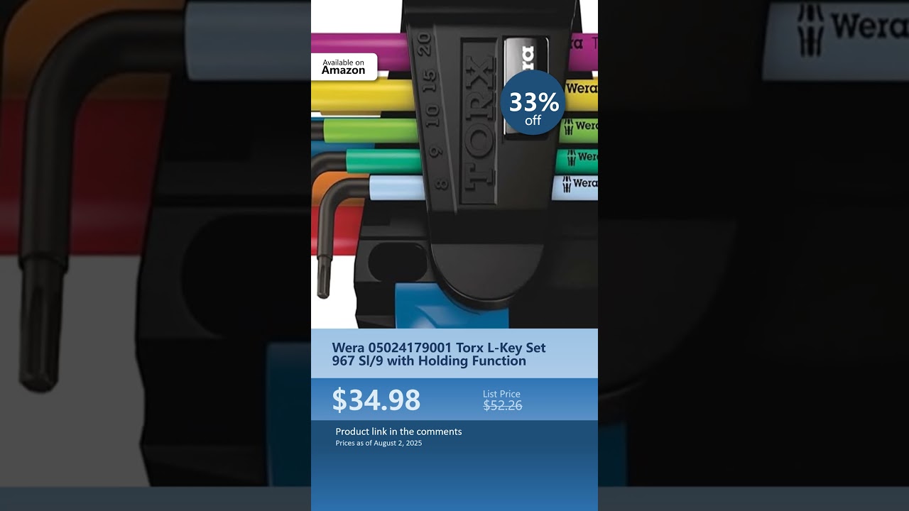 Wera 05024179001 Torx L-Key Set 967 Sl/9 with Holding Function