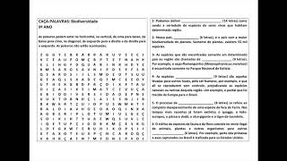 Caça-palavras Biodiversidade 9º ano