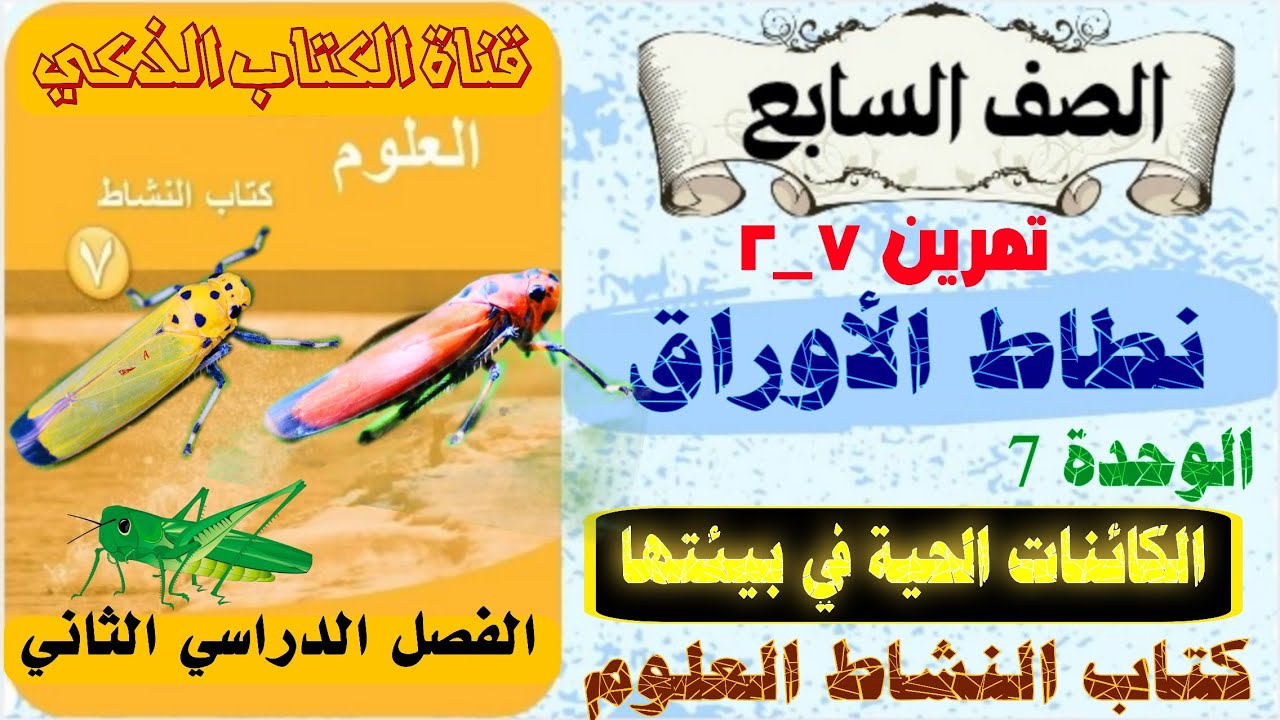 تمرين 7_2 نطاط الأوراق/ الوحدة 7 /وأوراق العمل /كتاب النشاط العلوم /الصف السابع /الفصل 2