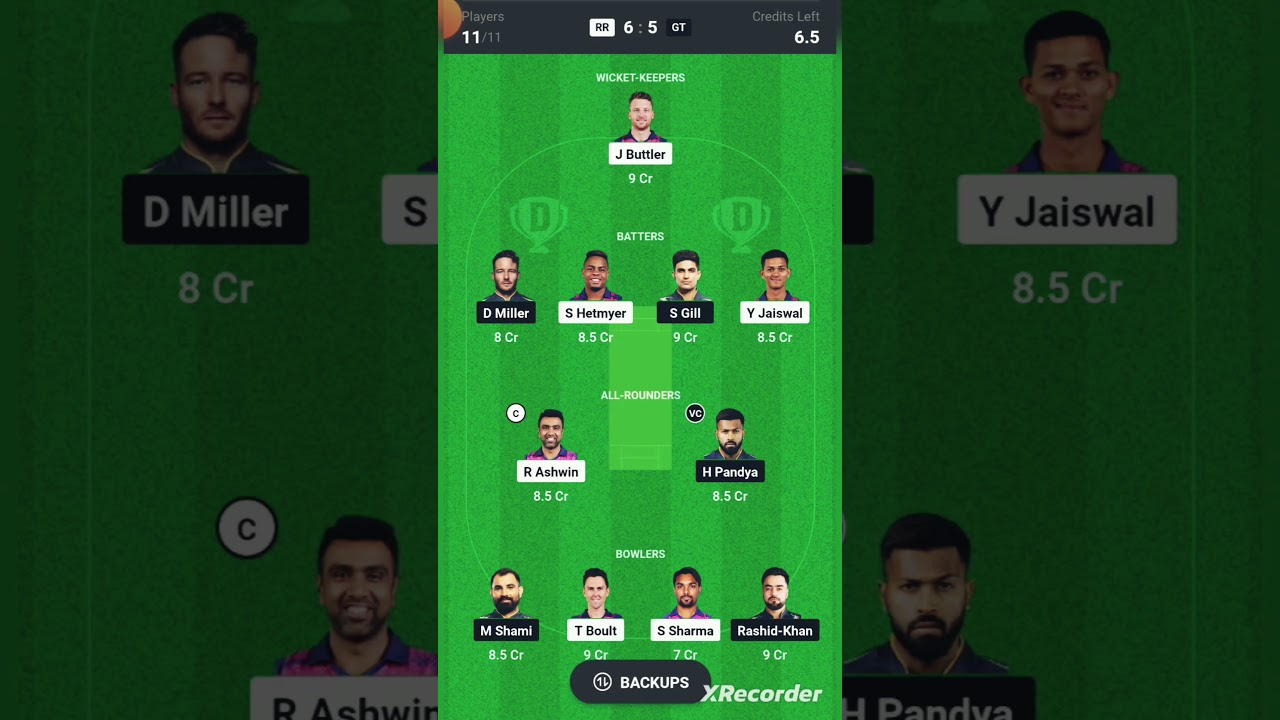 RR VS GT DREAM11 TEAM PREDICTION