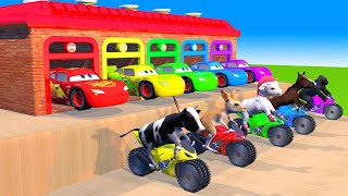 Choose Right Mcqueen Car with Cow Elephant Gorilla Goat Deer Sheep buffalo Wild Animals Games by Hero Cars 22,962 views 3 weeks ago 2 hours, 28 minutes