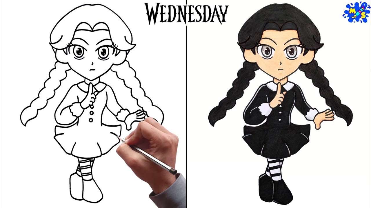 my drawing of Wednesday in anime style hope you like it thank you   rWednesdayTVSeries