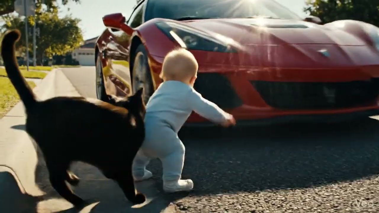 Cat Saves Baby From Car 