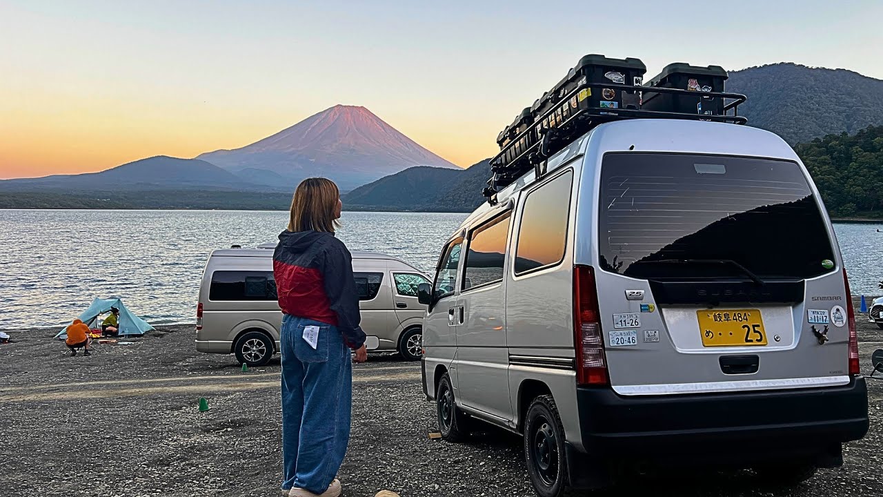 富士山の麓のエグい傾斜で身体バキバキ車中泊【軽バン車中泊】