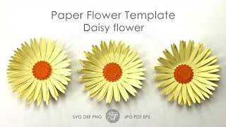 Daisy Paper Flower Template SVG cut files for making easy paper flowers