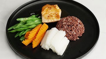 Thực đơn EAT CLEAN - CƠM GẠO LỨT - CÁ HỒI SỐT CAM - RAU CỦ LUỘC dành cho người giảm cân.