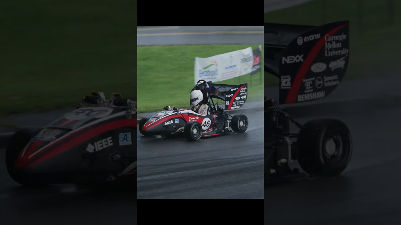 Electric Race Car in the Rain