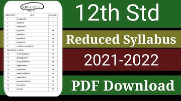 12th Reduced Syllabus 2021-2022 PDf Download || TN New Reduced syllabus 2021-2022