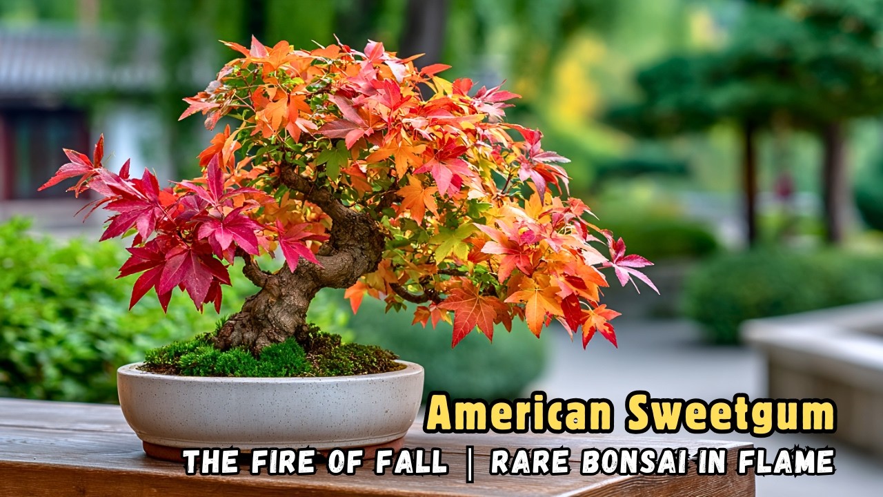 Бонсай из американского амброзии осенью | Редкий бонсай с яркими осенними красками